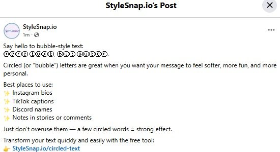 Facebook post displaying circled text