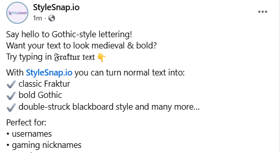 Social caption showing Fraktur lettering