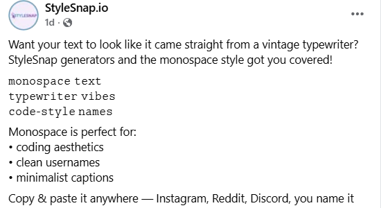 Instagram bio using script-style Unicode characters